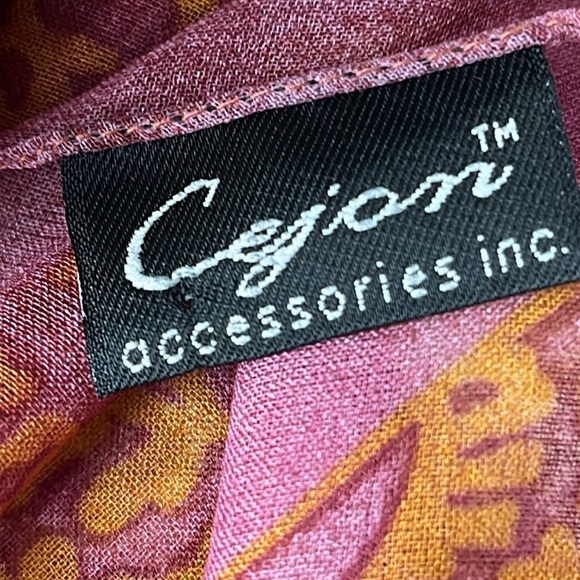Cejon Paisley Pinks Orange Rectangular Scarf Semi Sheer Poly Chiffon Italy OS - Picture 11 of 12